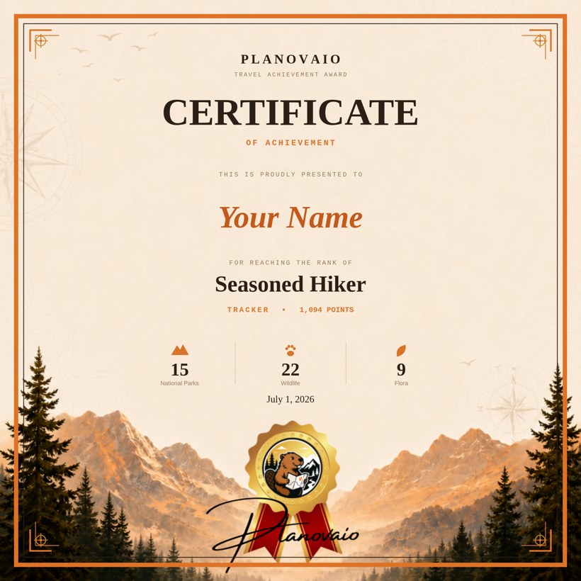 Planovaio certificate preview